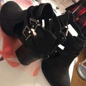 Black strappy booties